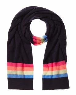 Flash Sale 🥰 Hannah Rose Bright Rainbow Stripe Cashmere Scarf 👩 Women Scarves & Wraps 😍
