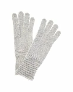 Outlet ❤️ Hannah Rose Herringbone Trim Cashmere Gloves 👩 Women ⌛