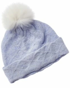 Cheapest ⭐ Hannah Rose Pom Cross Country Stitch Wool & Cashmere-Blend Hat 👩 Women Hats 🎉