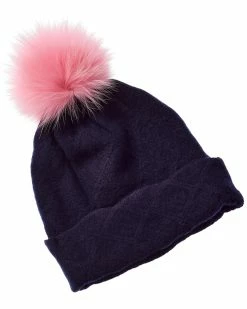 Buy 🧨 Hannah Rose Pom Cross Country Stitch Wool & Cashmere-Blend Hat 👩 Women Hats 🌟