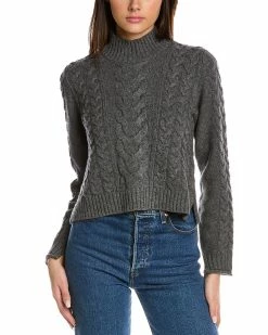 Hot Sale ⭐ Hannah Rose Ella Crop Cable Wool & Cashmere-Blend Sweater 👩 Women Sweaters & Knits 👏