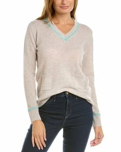 Hot Sale 😍 Hannah Rose Birdseye Trim Cashmere Pullover 👩 Women Sweaters & Knits 😀